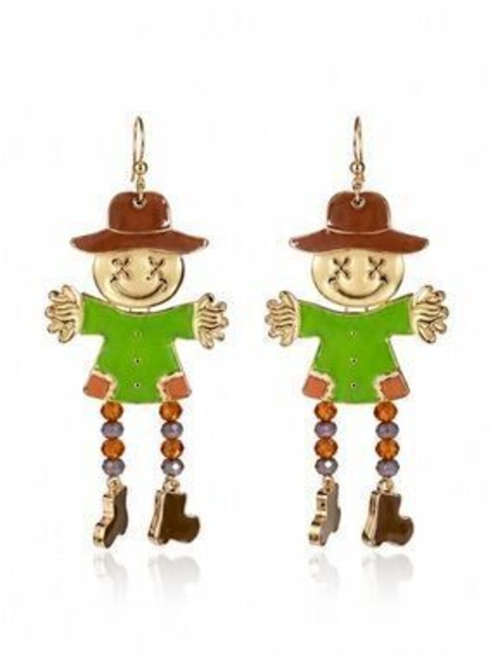Green Scarecrow Dangle Earrings